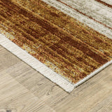2' X 8' Brown And Ivory Geometric Power Loom Runner Rug With Fringe - Homeroots - Flyclothing LLC