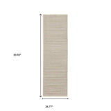8' Ivory Beige Taupe And Tan Geometric Power Loom Runner Rug With Fringe - Homeroots - Flyclothing LLC