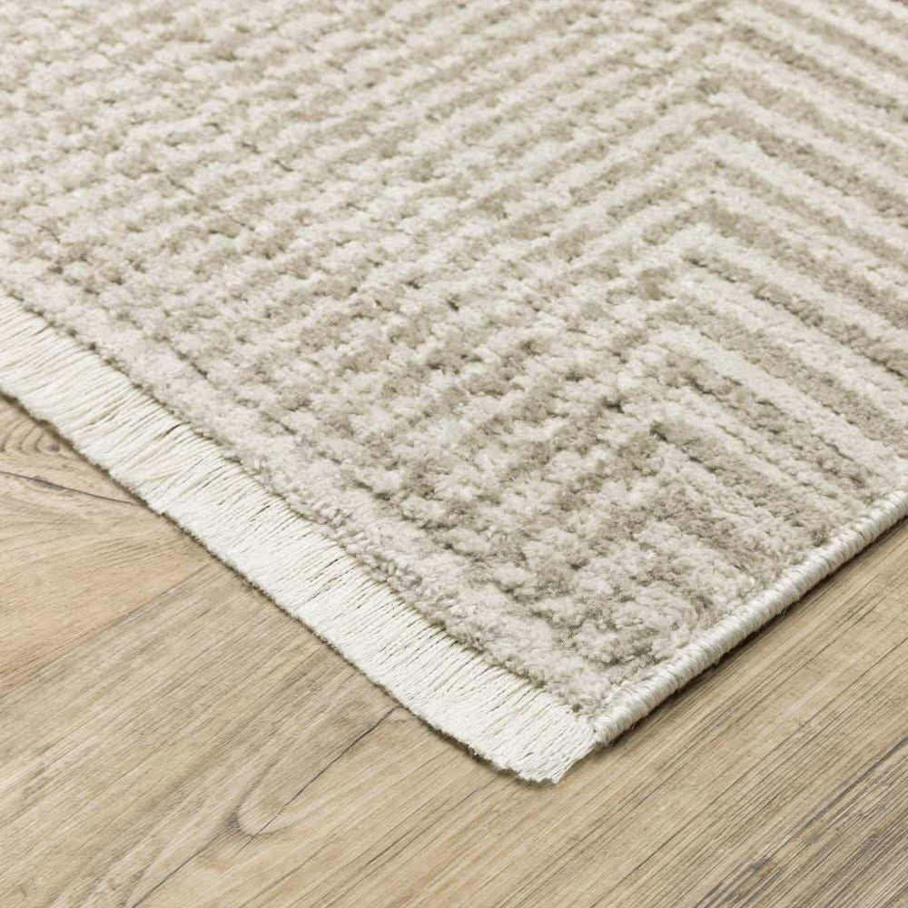 6' X 9' Beige and Ivory Geometric Power Loom Area Rug - Homeroots - Flyclothing LLC