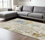 6' X 9' Beige Grey Gold Blue Rust And Teal Abstract Power Loom Stain Resistant Area Rug With Fringe - Homeroots - Flyclothing LLC