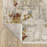 10' X 13' Beige Grey Gold Blue Rust And Teal Abstract Power Loom Stain Resistant Area Rug With Fringe - Homeroots - Flyclothing LLC