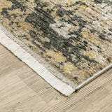 10' X 13' Grey Gold Black Charcoal And Beige Abstract Power Loom Stain Resistant Area Rug With Fringe - Homeroots - Flyclothing LLC