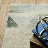 2' X 8' Blue Green Grey Gold And Ivory Geometric Power Loom Stain Resistant Runner Rug - Homeroots - Flyclothing LLC