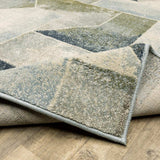 2' X 8' Blue Green Grey Gold And Ivory Geometric Power Loom Stain Resistant Runner Rug - Homeroots - Flyclothing LLC