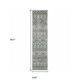 2' X 8' Blue And Beige Geometric Power Loom Stain Resistant Runner Rug - Homeroots - Flyclothing LLC