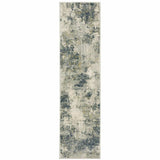 2' X 8' Beige Teal Grey And Gold Abstract Power Loom Stain Resistant Runner Rug - Homeroots - Flyclothing LLC