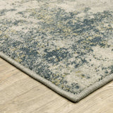 2' X 8' Beige Teal Grey And Gold Abstract Power Loom Stain Resistant Runner Rug - Homeroots - Flyclothing LLC