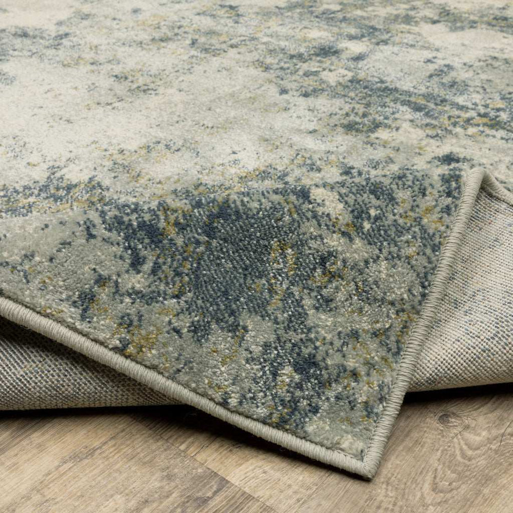 2' X 8' Beige Teal Grey And Gold Abstract Power Loom Stain Resistant Runner Rug - Homeroots - Flyclothing LLC
