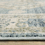 2' X 8' Blue Grey Beige And Teal Oriental Power Loom Stain Resistant Runner Rug - Homeroots - Flyclothing LLC