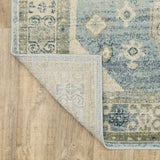 2' X 8' Blue Grey Beige And Teal Oriental Power Loom Stain Resistant Runner Rug - Homeroots - Flyclothing LLC