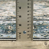 2' X 8' Blue Ivory Teal Brown And Gold Oriental Printed Stain Resistant Non Skid Runner Rug - Homeroots - Flyclothing LLC