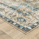 4' X 6' Blue Gold Brown Green And Salmon Oriental Printed Stain Resistant Non Skid Area Rug - Homeroots - Flyclothing LLC