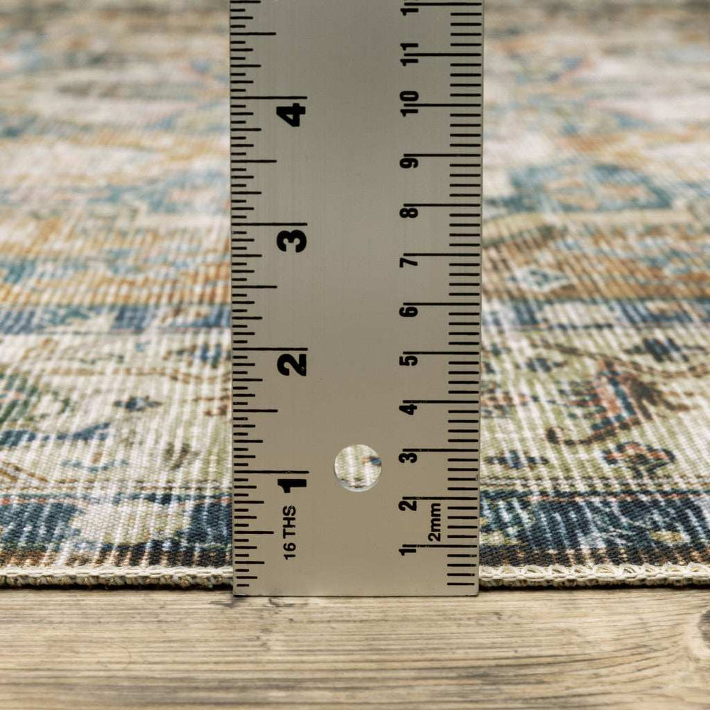 4' X 6' Blue Gold Brown Green And Salmon Oriental Printed Stain Resistant Non Skid Area Rug - Homeroots - Flyclothing LLC