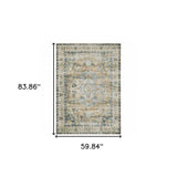 5' X 7' Blue Gold Brown Green And Salmon Oriental Printed Stain Resistant Non Skid Area Rug - Homeroots - Flyclothing LLC