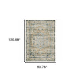 7' X 10' Blue Gold Brown Green And Salmon Oriental Printed Stain Resistant Non Skid Area Rug - Homeroots - Flyclothing LLC