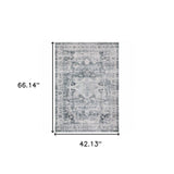 4' X 6' Navy Blue Ivory And Grey Oriental Printed Stain Resistant Non Skid Area Rug - Homeroots - Flyclothing LLC