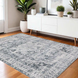 4' X 6' Navy Blue Ivory And Grey Oriental Printed Stain Resistant Non Skid Area Rug - Homeroots - Flyclothing LLC