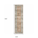 2' X 8' Rust Blue Ivory And Gold Oriental Printed Stain Resistant Non Skid Runner Rug - Homeroots - Flyclothing LLC