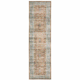 2' X 8' Rust Blue Ivory And Gold Oriental Printed Stain Resistant Non Skid Runner Rug - Homeroots - Flyclothing LLC