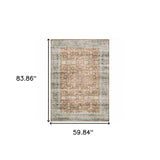 5' X 7' Rust Blue Ivory And Gold Oriental Printed Stain Resistant Non Skid Area Rug - Homeroots - Flyclothing LLC