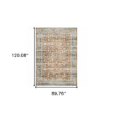 7' X 10' Rust Blue Ivory And Gold Oriental Printed Stain Resistant Non Skid Area Rug - Homeroots - Flyclothing LLC
