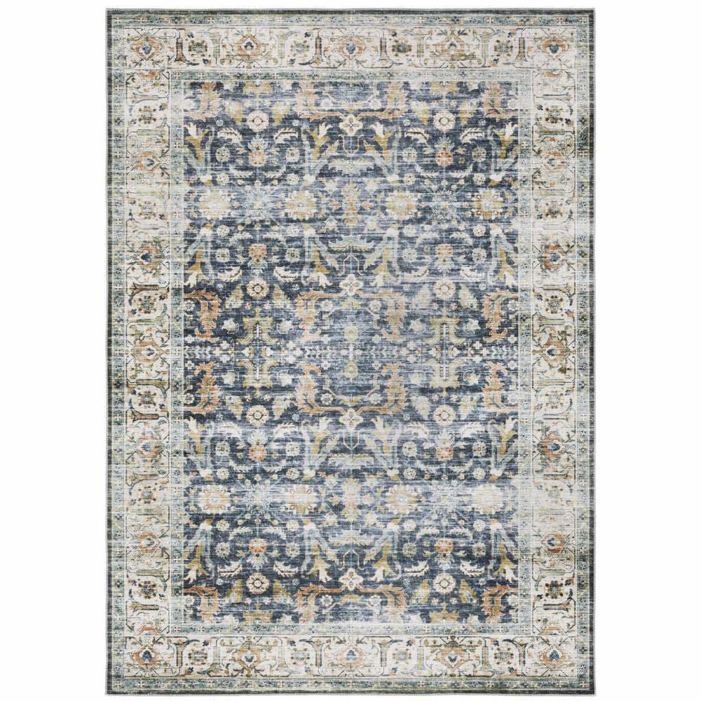 2' X 3' Blue Gold Rust Ivory And Olive Oriental Printed Stain Resistant Non Skid Area Rug - Homeroots - Flyclothing LLC