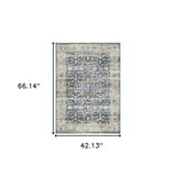 4' X 6' Blue Gold Rust Ivory And Olive Oriental Printed Stain Resistant Non Skid Area Rug - Homeroots - Flyclothing LLC