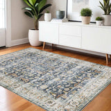 4' X 6' Blue Gold Rust Ivory And Olive Oriental Printed Stain Resistant Non Skid Area Rug - Homeroots - Flyclothing LLC