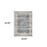 5' X 7' Blue Gold Rust Ivory And Olive Oriental Printed Stain Resistant Non Skid Area Rug - Homeroots - Flyclothing LLC