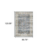 7' X 10' Blue Gold Rust Ivory And Olive Oriental Printed Stain Resistant Non Skid Area Rug - Homeroots - Flyclothing LLC
