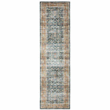 2' X 8' Blue Rust Gold And Olive Oriental Printed Stain Resistant Non Skid Runner Rug - Homeroots - Flyclothing LLC