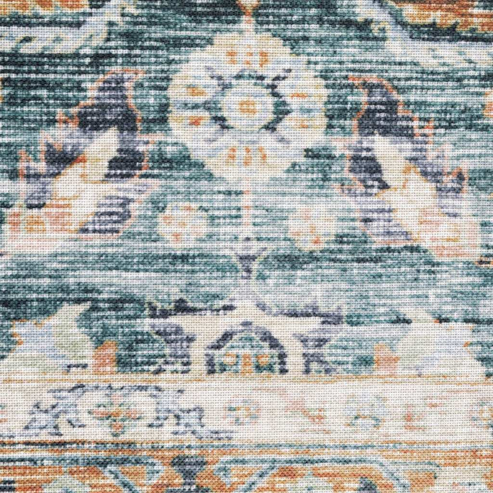 2' X 8' Blue Rust Gold And Olive Oriental Printed Stain Resistant Non Skid Runner Rug - Homeroots - Flyclothing LLC