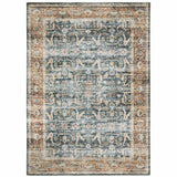 4' X 6' Blue Rust Gold And Olive Oriental Printed Stain Resistant Non Skid Area Rug - Homeroots - Flyclothing LLC