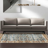 5' X 7' Blue Rust Gold And Olive Oriental Printed Stain Resistant Non Skid Area Rug - Homeroots - Flyclothing LLC