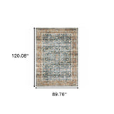 7' X 10' Blue Rust Gold And Olive Oriental Printed Stain Resistant Non Skid Area Rug - Homeroots - Flyclothing LLC