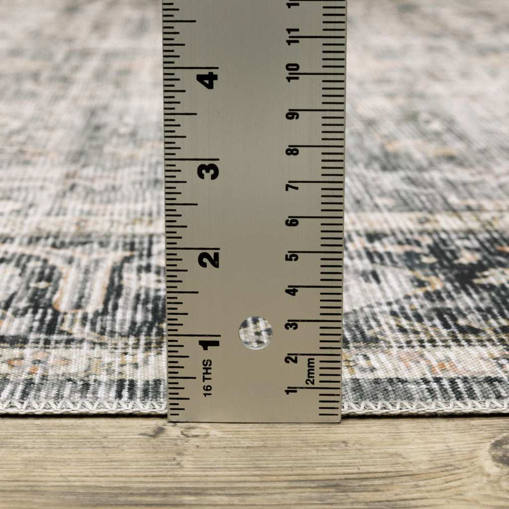 2' X 3' Charcoal Grey Salmon And Ivory Oriental Printed Stain Resistant Non Skid Area Rug - Homeroots - Flyclothing LLC