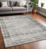 5' X 7' Charcoal Grey Salmon And Ivory Oriental Printed Stain Resistant Non Skid Area Rug - Homeroots - Flyclothing LLC