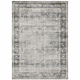 7' X 10' Charcoal Grey Salmon And Ivory Oriental Printed Stain Resistant Non Skid Area Rug - Homeroots - Flyclothing LLC