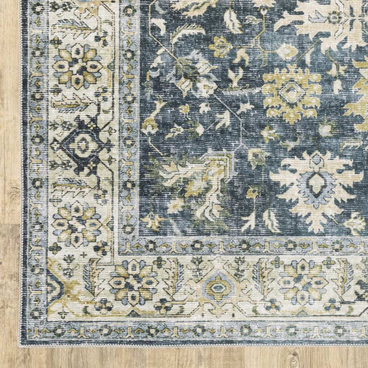 2' X 3' Blue And Ivory Oriental Printed Non Skid Area Rug - Homeroots - Flyclothing LLC