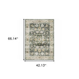 4' X 6' Grey Charcoal Gold Brown Ivory Pale Sage And Light Blue Oriental Printed Stain Resistant Non Skid Area Rug - Homeroots - Flyclothing LLC