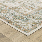 2' X 3' Grey Orange Blue Gold Green And Rust Oriental Printed Stain Resistant Non Skid Area Rug - Homeroots - Flyclothing LLC
