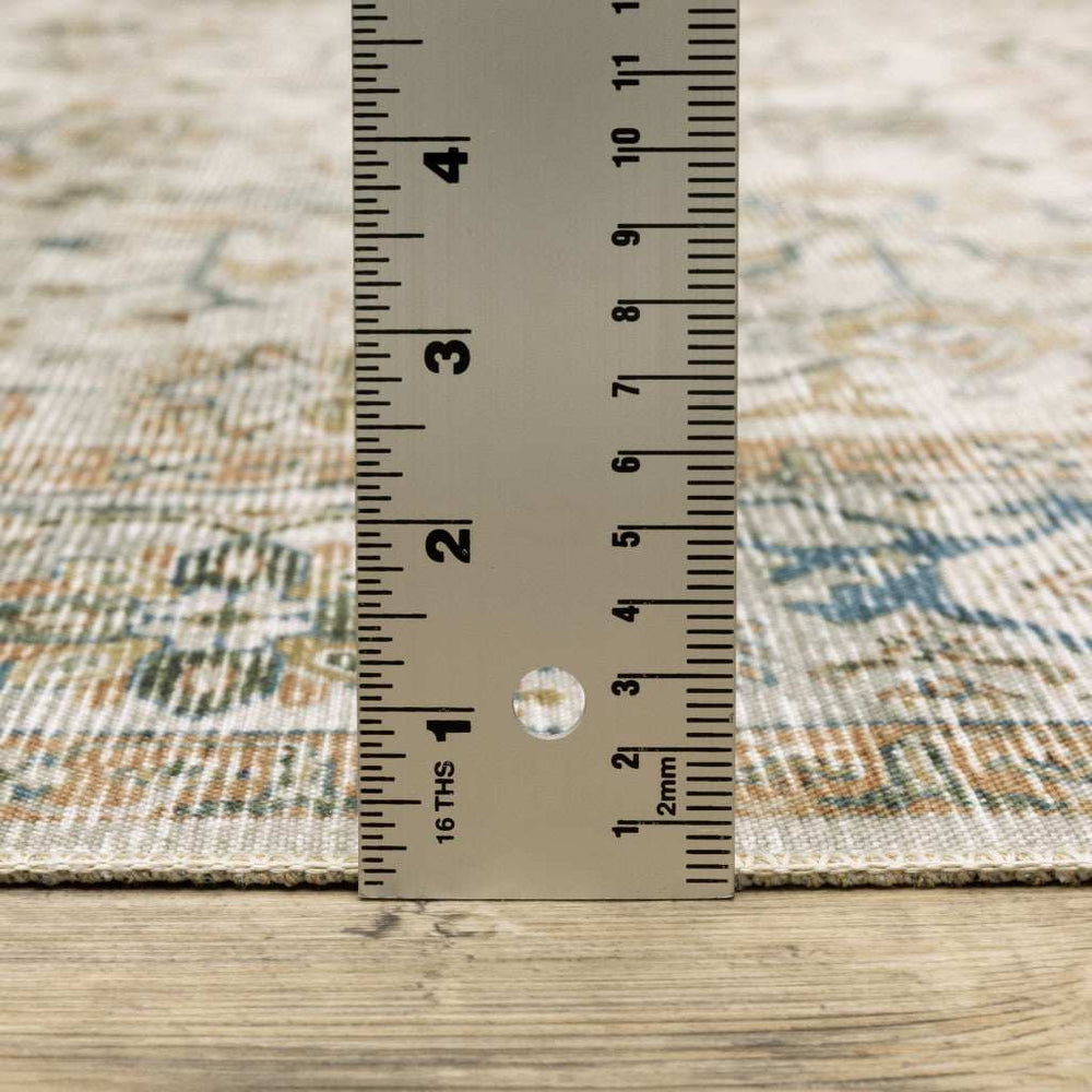 2' X 3' Grey Orange Blue Gold Green And Rust Oriental Printed Stain Resistant Non Skid Area Rug - Homeroots - Flyclothing LLC