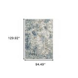 8' X 11' Blue Ivory Grey Brown Beige And Light Blue Abstract Power Loom Stain Resistant Area Rug - Homeroots - Flyclothing LLC