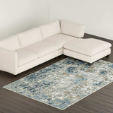 8' X 11' Blue Ivory Grey Brown Beige And Light Blue Abstract Power Loom Stain Resistant Area Rug - Homeroots - Flyclothing LLC