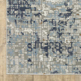 8' X 11' Blue Ivory Grey Brown Beige And Light Blue Abstract Power Loom Stain Resistant Area Rug - Homeroots - Flyclothing LLC