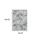 8' X 11' Grey Blue Ivory Navy Beige And Brown Abstract Power Loom Stain Resistant Area Rug - Homeroots - Flyclothing LLC