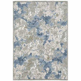 8' X 11' Grey Blue Ivory Navy Beige And Brown Abstract Power Loom Stain Resistant Area Rug - Homeroots - Flyclothing LLC