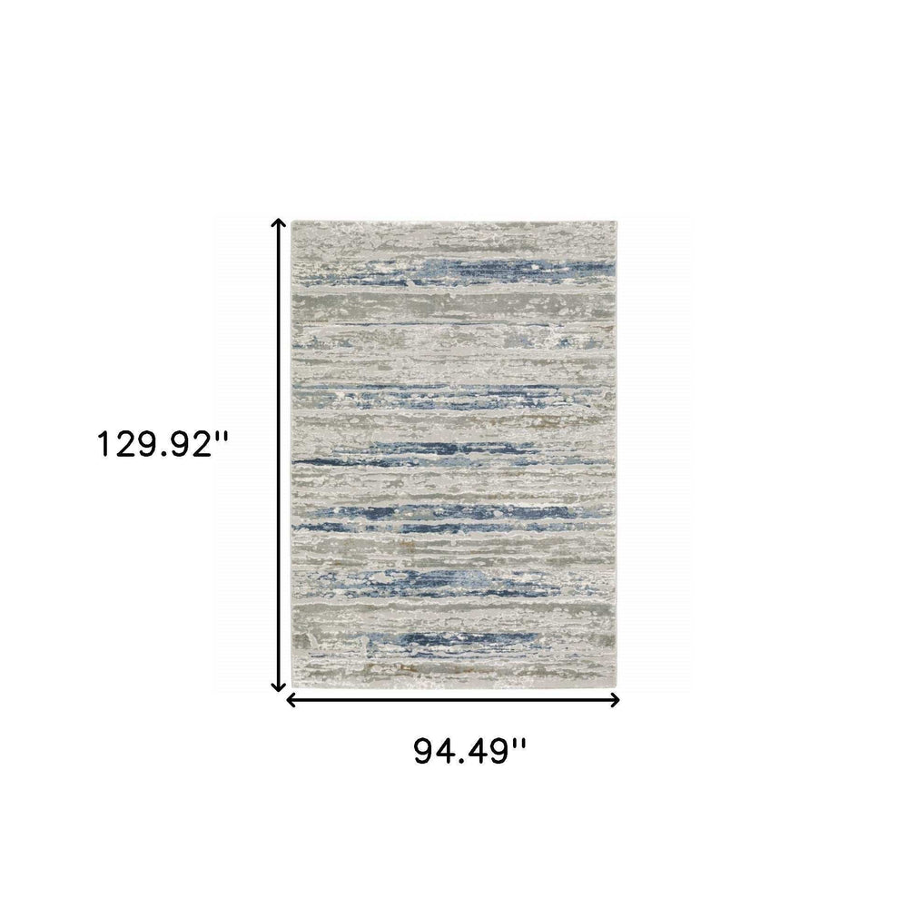 8' X 11' Blue Ivory Grey Light Blue And Brown Abstract Power Loom Stain Resistant Area Rug - Homeroots - Flyclothing LLC
