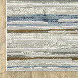 8' X 11' Grey Blue Ivory Brown Beige And Navy Abstract Power Loom Stain Resistant Area Rug - Homeroots - Flyclothing LLC