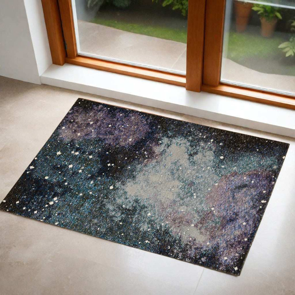 2' X 3' Purple and Ivory Abstract Power Loom Area Rug - Homeroots - Flyclothing LLC